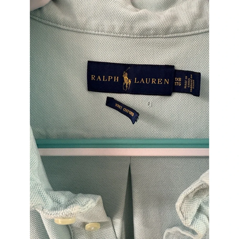Ralph Lauren Mens Knit Oxford Polo Shirt Nautical Anchor Embroidery Mint 1XB Big